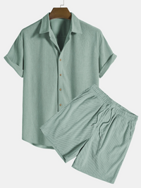 Stylish Men's Summer Set with Shirt and Corduroy Shorts - SommerKern
