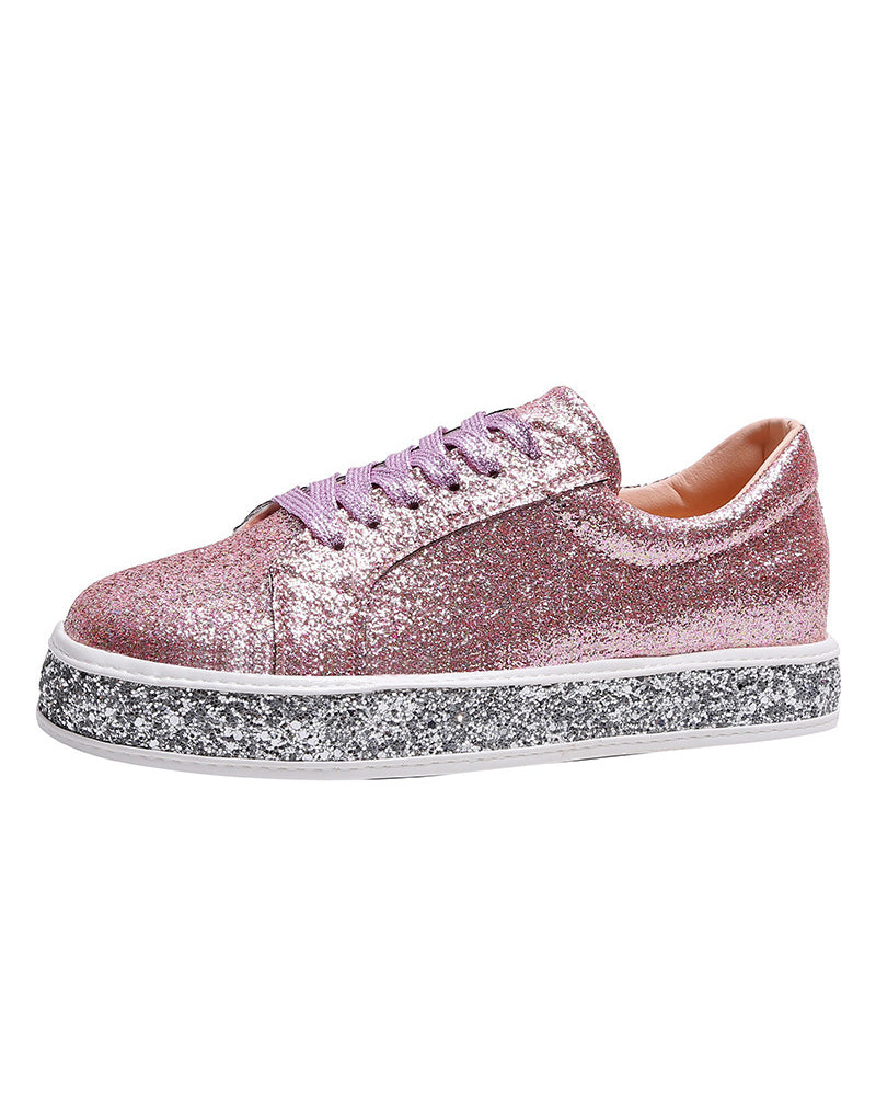Stylish Platform Glitter Women's Sneakers - Sienna