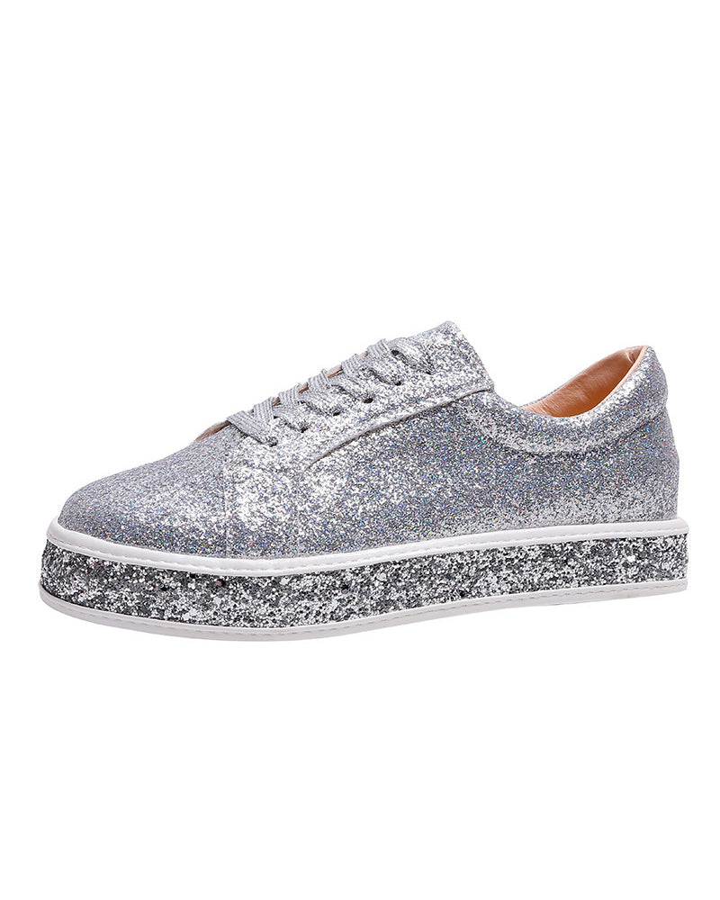 Stylish Platform Glitter Women's Sneakers - Sienna
