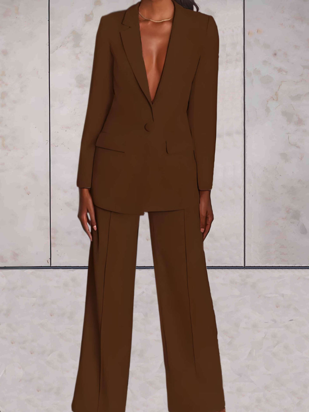 Conjunto de negocios para mujer con blazer y pantalón de pierna ancha – Emilia