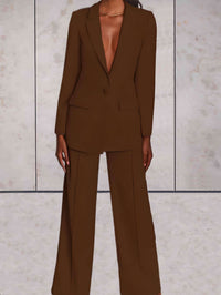 Conjunto de negocios para mujer con blazer y pantalón de pierna ancha – Emilia