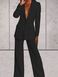 Conjunto de negocios para mujer con blazer y pantalón de pierna ancha – Emilia