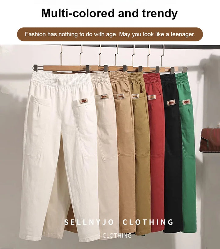Light summer pants made of cotton with stretch waistband – Linnea