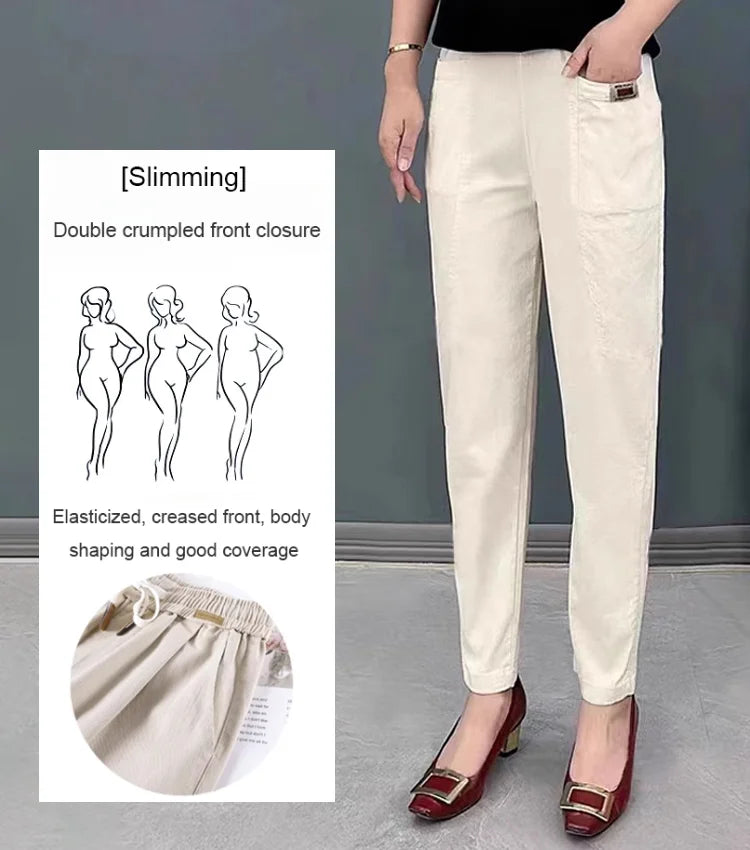 Light summer pants made of cotton with stretch waistband – Linnea