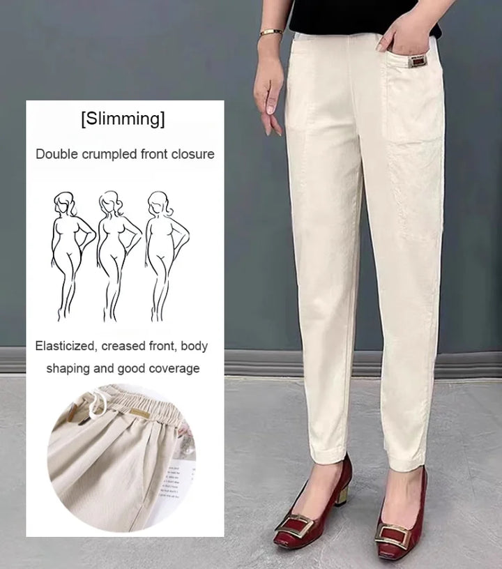 Light summer pants made of cotton with stretch waistband – Linnea