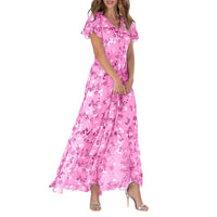 Vestido maxi con estampado de flores y mangas de mariposa - Miranda