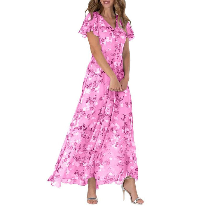 Vestido maxi con estampado de flores y mangas de mariposa - Miranda