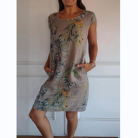 Botanical summer dress with round neck & floral A-line shape – Elvira