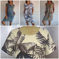 Botanical summer dress with round neck & floral A-line shape – Elvira