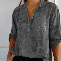 Fashionable women's top with V-neck and button placket – Amaya