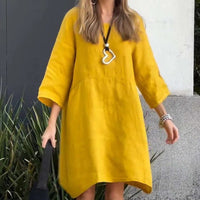 Airy summer dress with loose fit & practical pocket – Malia