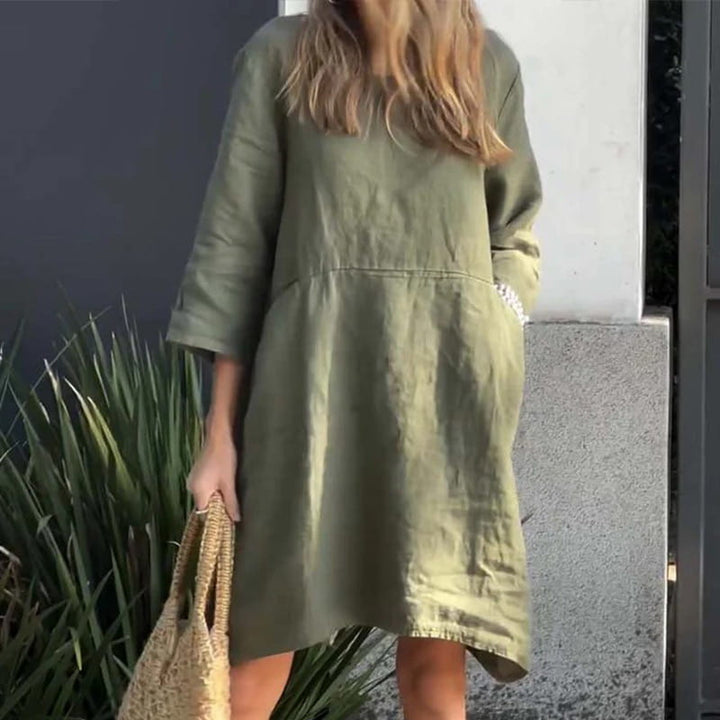 Airy summer dress with loose fit & practical pocket – Malia