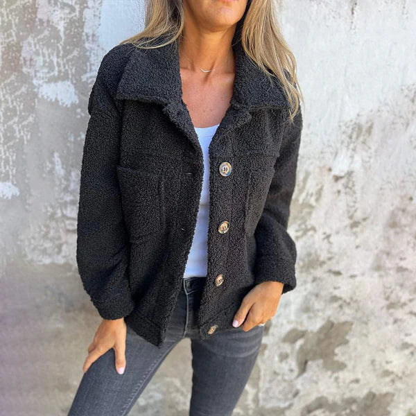 Chaqueta corta de peluche - Dion | Caliente con elegante cuello de solapa