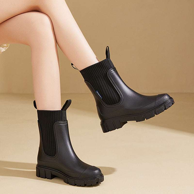 Women's waterproof rain boots with thick tread sole – Arvella