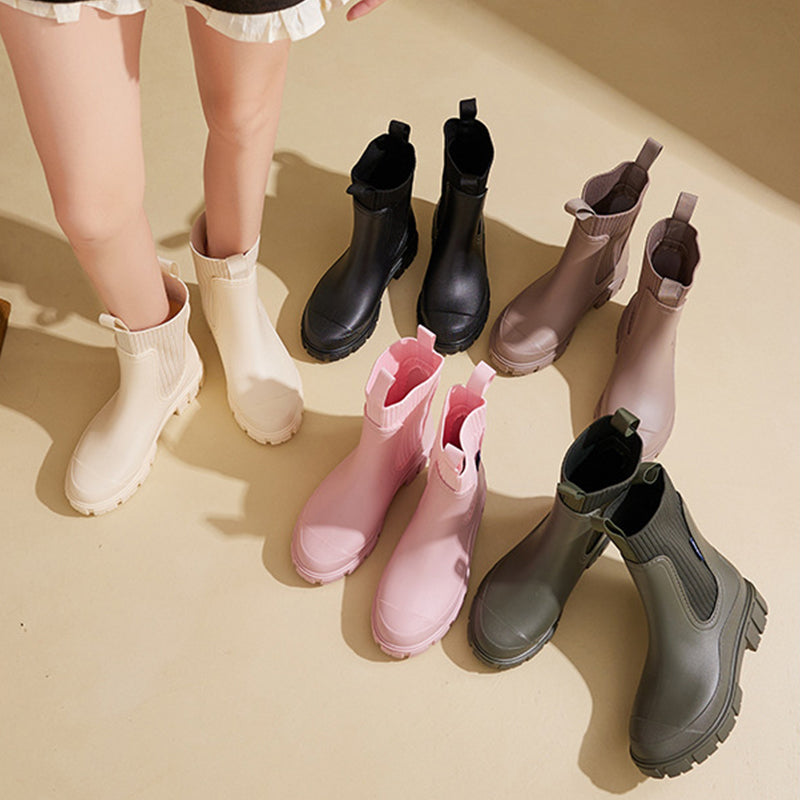 Women's waterproof rain boots with thick tread sole – Arvella
