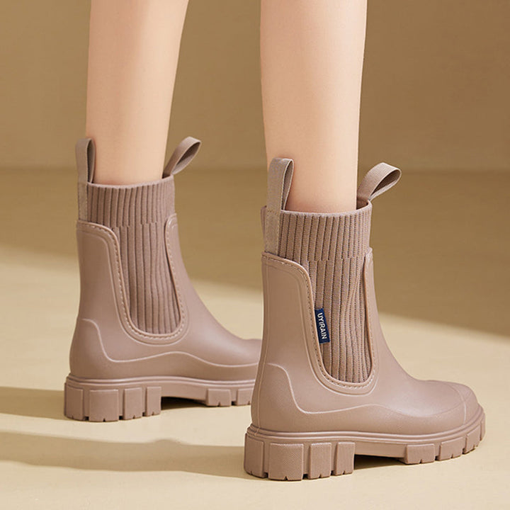 Women's waterproof rain boots with thick tread sole – Arvella