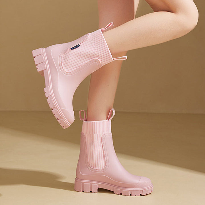 Women's waterproof rain boots with thick tread sole – Arvella