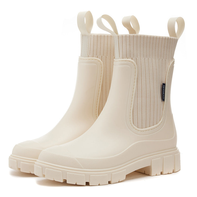 Women's waterproof rain boots with thick tread sole – Arvella