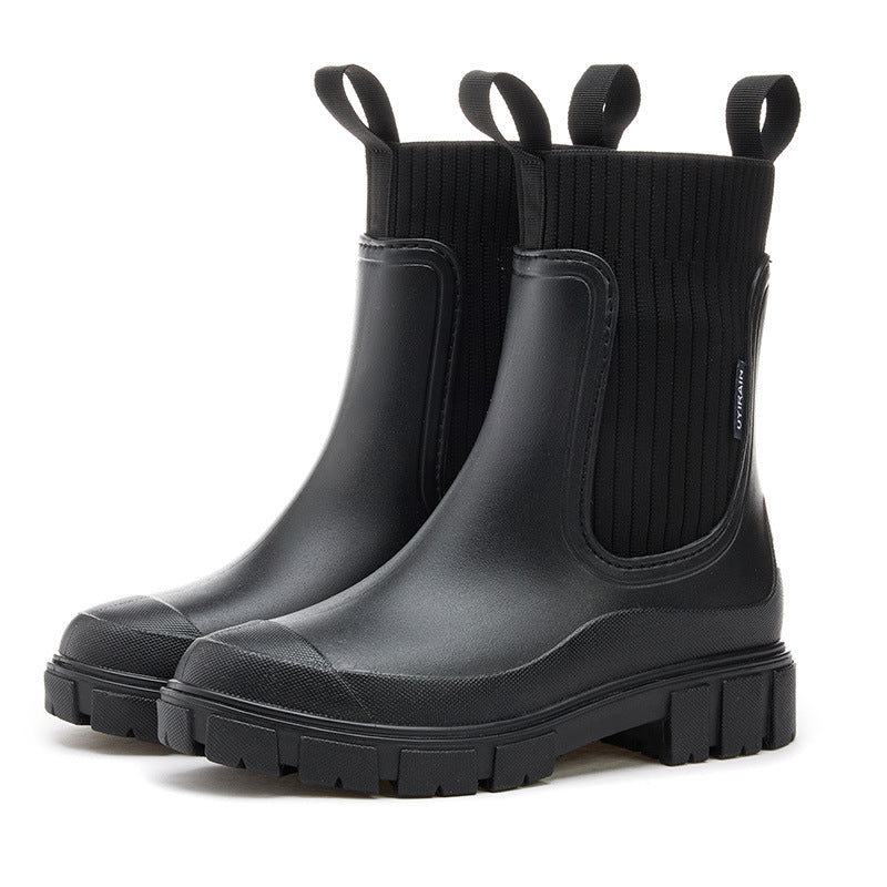 Women's waterproof rain boots with thick tread sole – Arvella