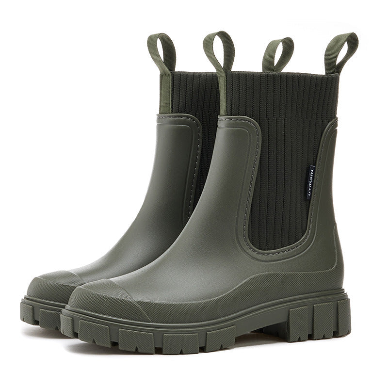 Women's waterproof rain boots with thick tread sole – Arvella