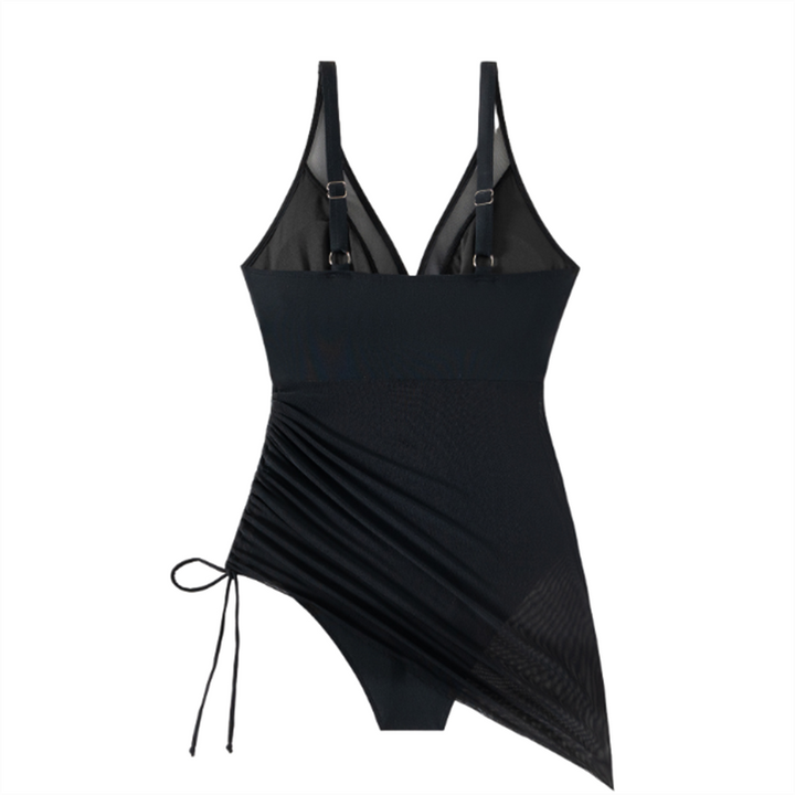 Shaping Swimsuit Dress with Mesh Insert & Wrap Look – Melina