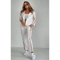 Striped casual two-piece set with hood & waist tie – Cosima