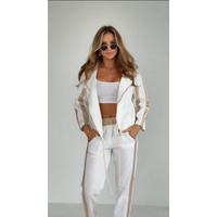 Striped casual two-piece set with hood & waist tie – Cosima