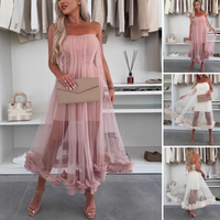 Off-shoulder tulle dress with ruffles – Nea