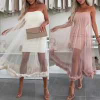 Off-shoulder tulle dress with ruffles – Nea
