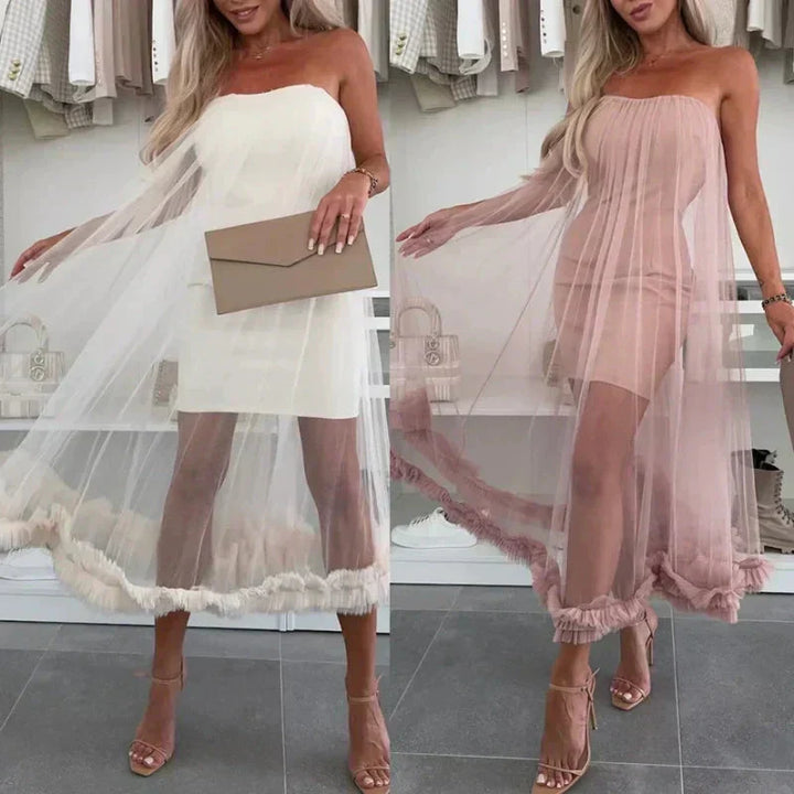 Off-shoulder tulle dress with ruffles – Nea