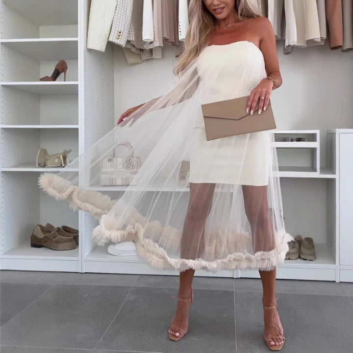 Off-shoulder tulle dress with ruffles – Nea