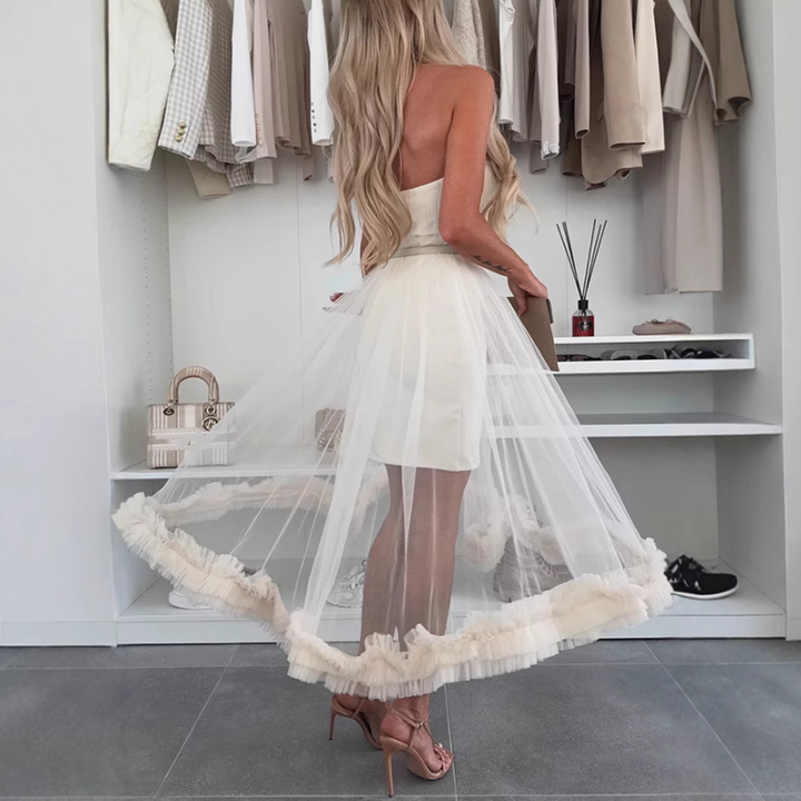 Off-shoulder tulle dress with ruffles – Nea
