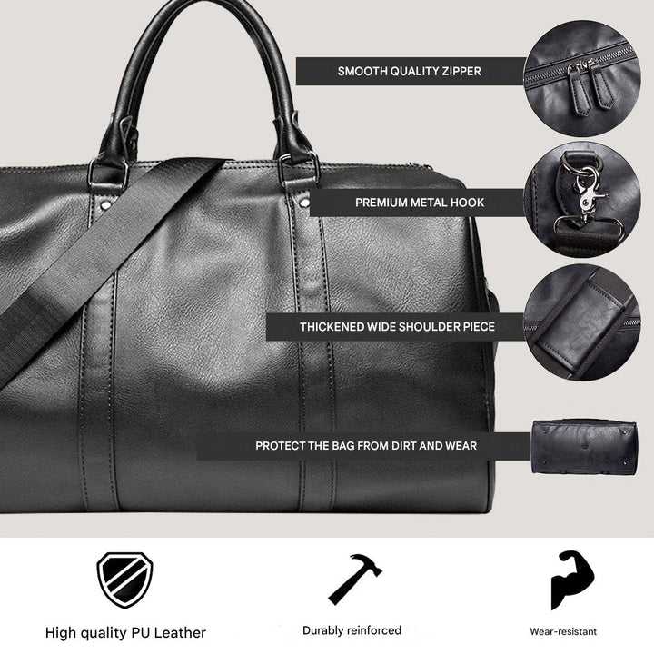 Large Capacity Leather Travel Bag – Lightweight & Durable Carry-On Luggage