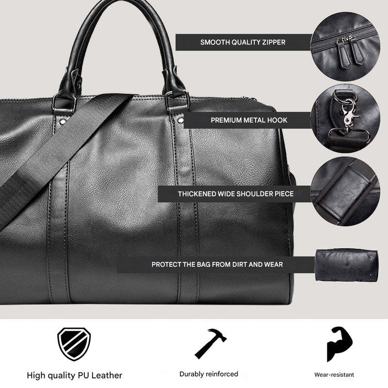 Large Capacity Leather Travel Bag – Lightweight & Durable Carry-On Luggage