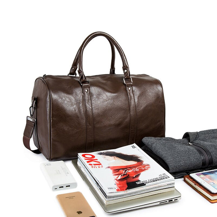 Large Capacity Leather Travel Bag – Lightweight & Durable Carry-On Luggage