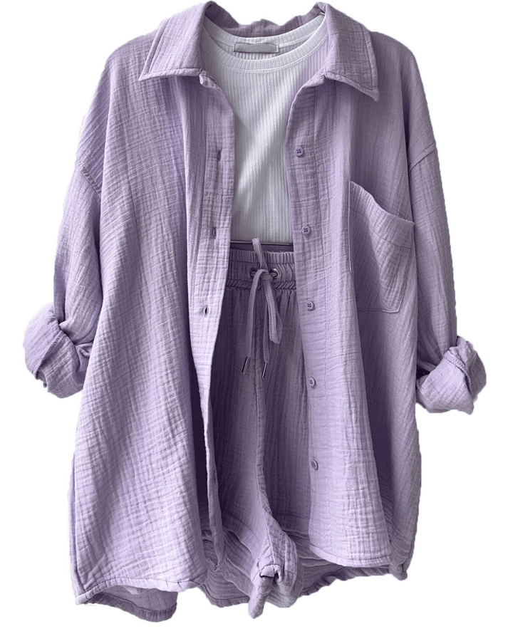Two-piece women's summer outfit with shirt and pants – Mila