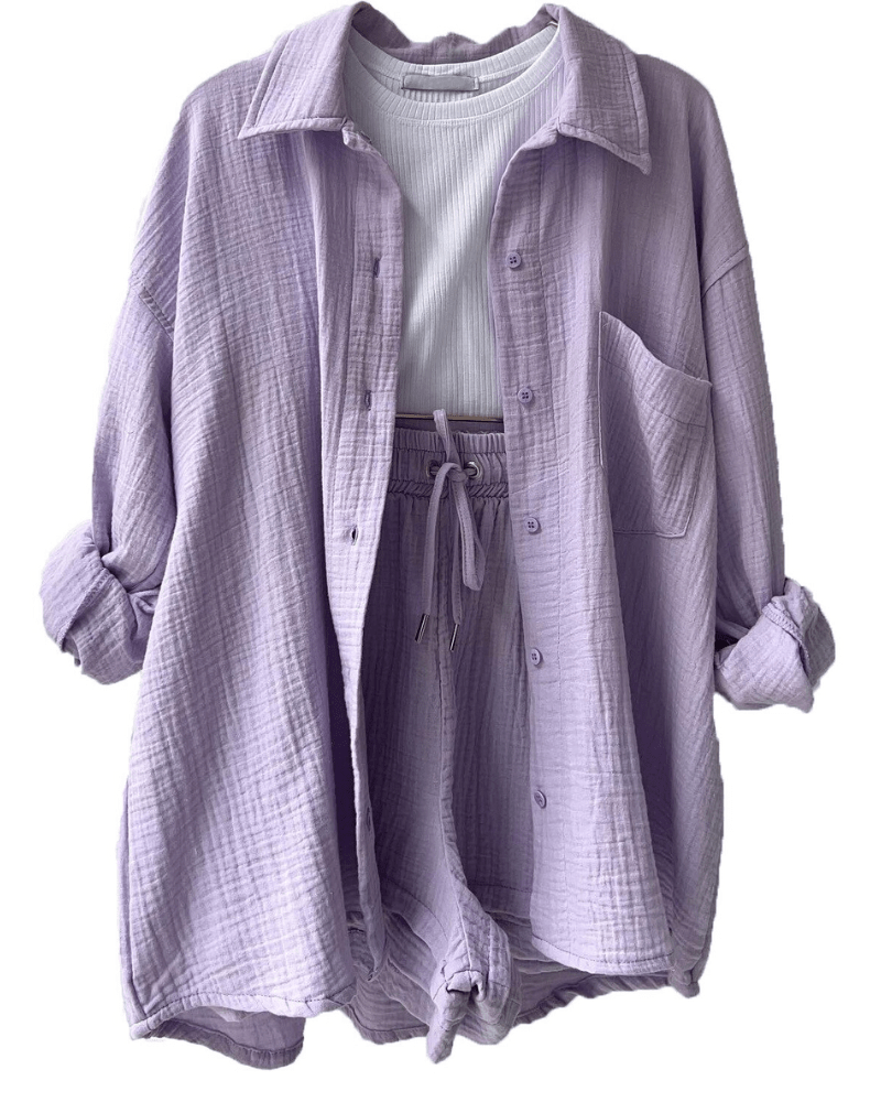 Two-piece women's summer outfit with shirt and pants – Mila