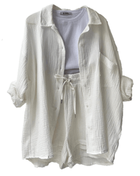 Two-piece women's summer outfit with shirt and pants – Mila