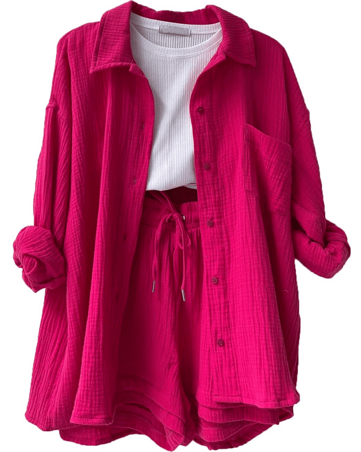 Two-piece women's summer outfit with shirt and pants – Mila