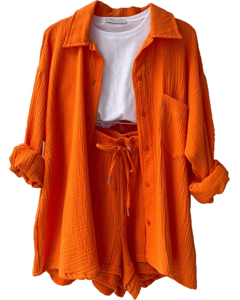 Two-piece women's summer outfit with shirt and pants – Mila