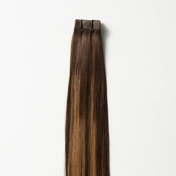 Extensiones de cabello con cinta – Veloura Tape (Balayage marrón cálido 2+7)