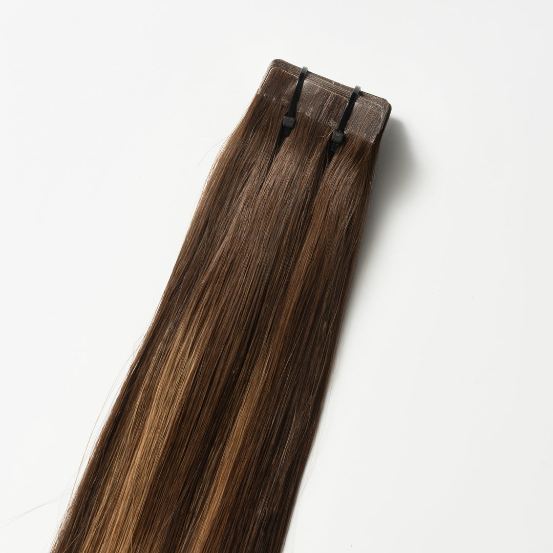 Extensiones de cabello con cinta – Veloura Tape (Balayage marrón cálido 2+7)