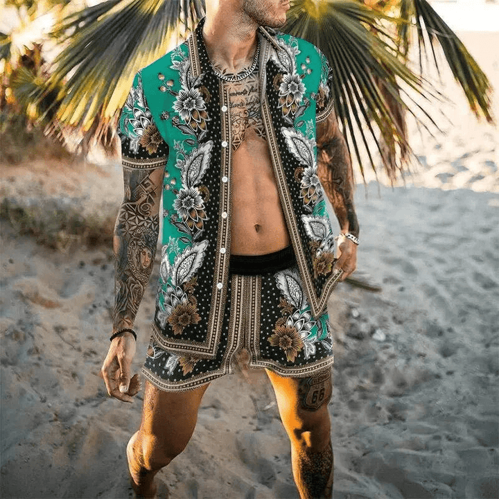 Zweiteiliges Herren Sommer Set mit Patchwork-Print – Malik