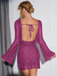 Glitter Dress with Back Cutout - Sophia