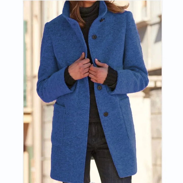 Wool coat with button closure for women - Eva
