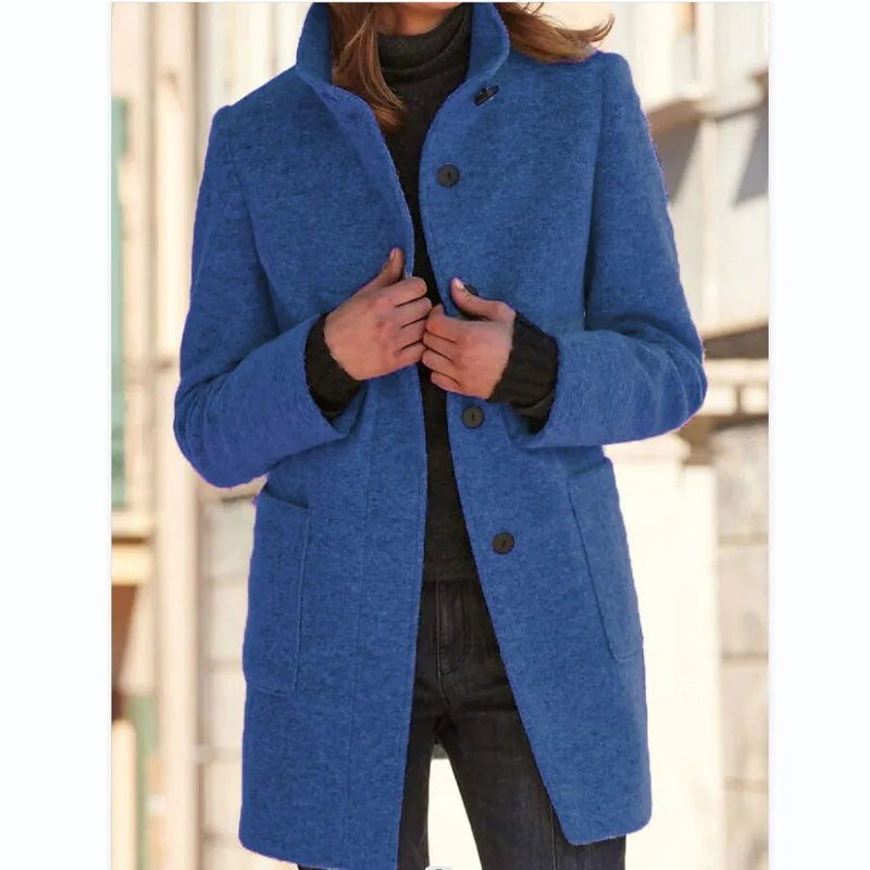Wool coat with button closure for women - Eva