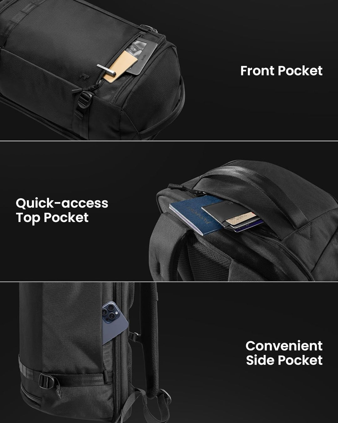 38L TSA-friendly carry-on travel backpack with laptop compartment