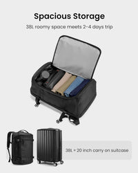 38L TSA-friendly carry-on travel backpack with laptop compartment