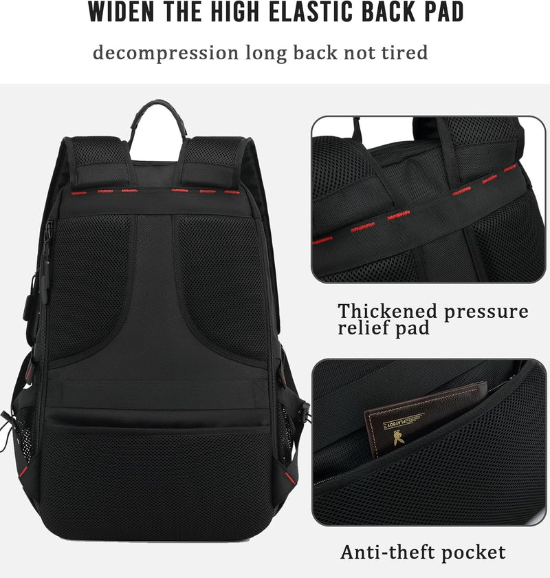 60L Waterproof Travel Backpack with USB Port and Shoe Compartment