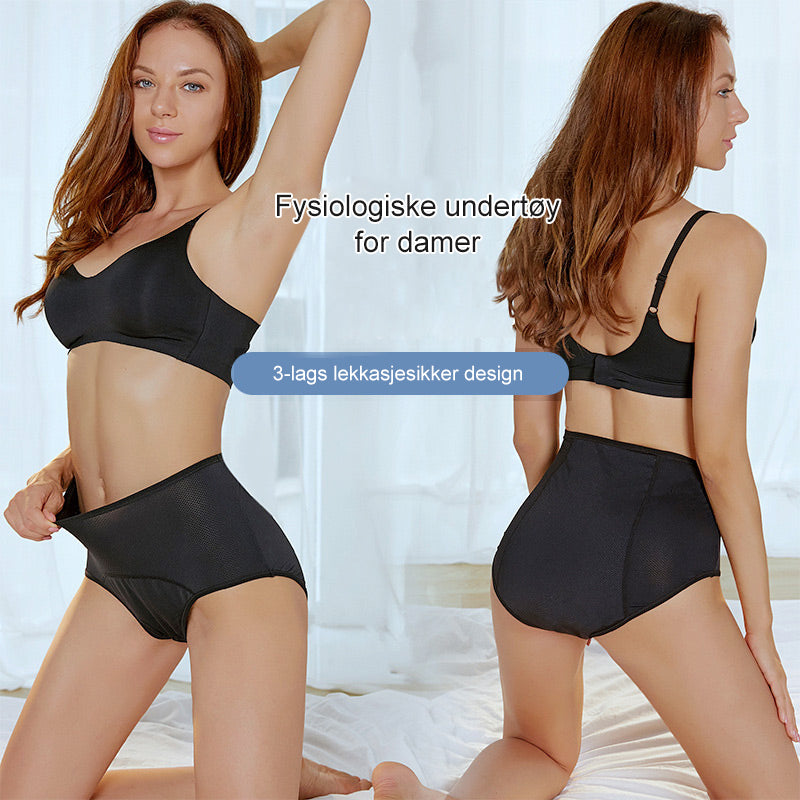 Zwei Ansichten einer Frau in schwarzem Slip und BH, links von vorn, rechts von hinten, kniend auf einem weißen Bett. 1